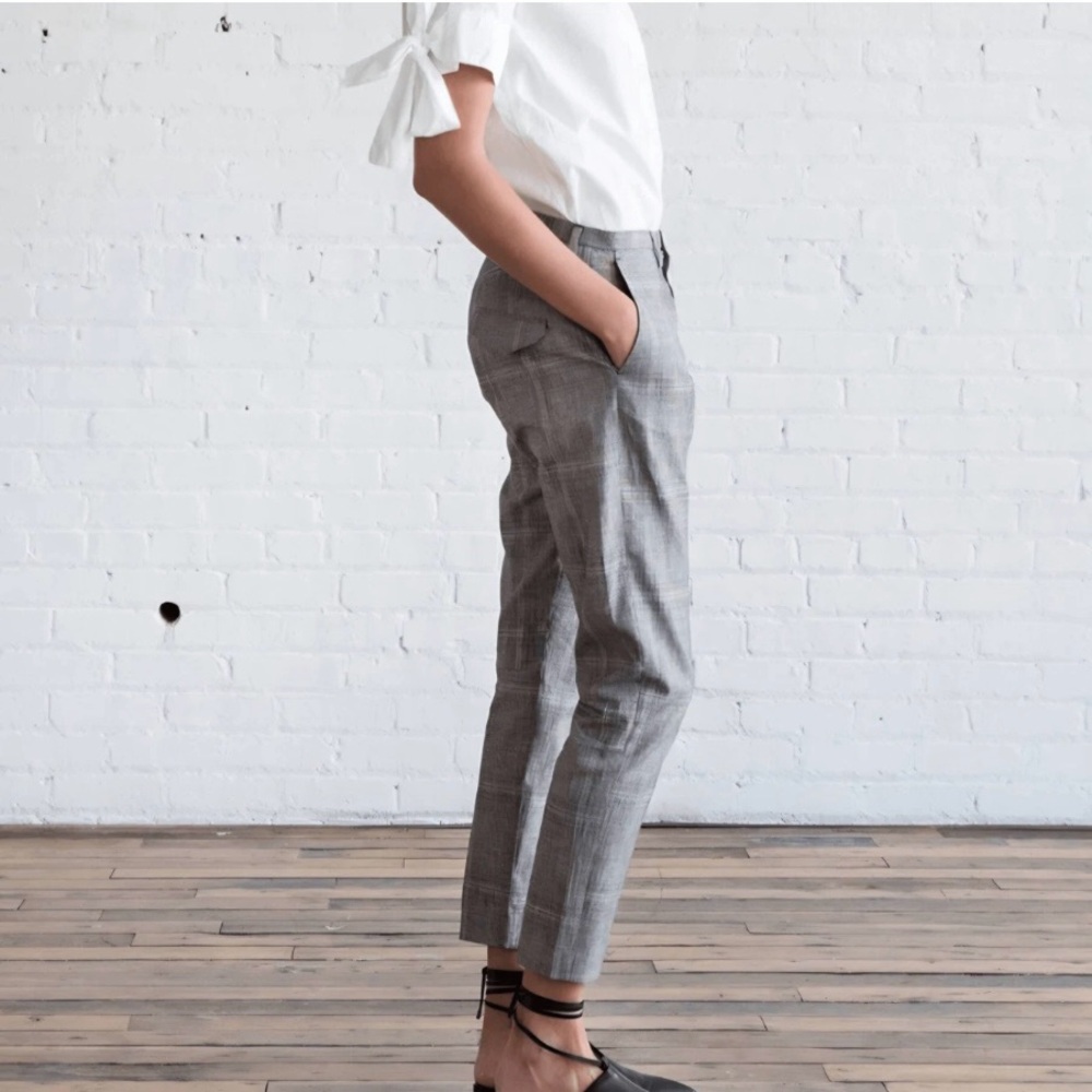HOPE Stockholm s 38 US 6 Medium Krissy Trouser Linen Cotton Pants Check Plaid
